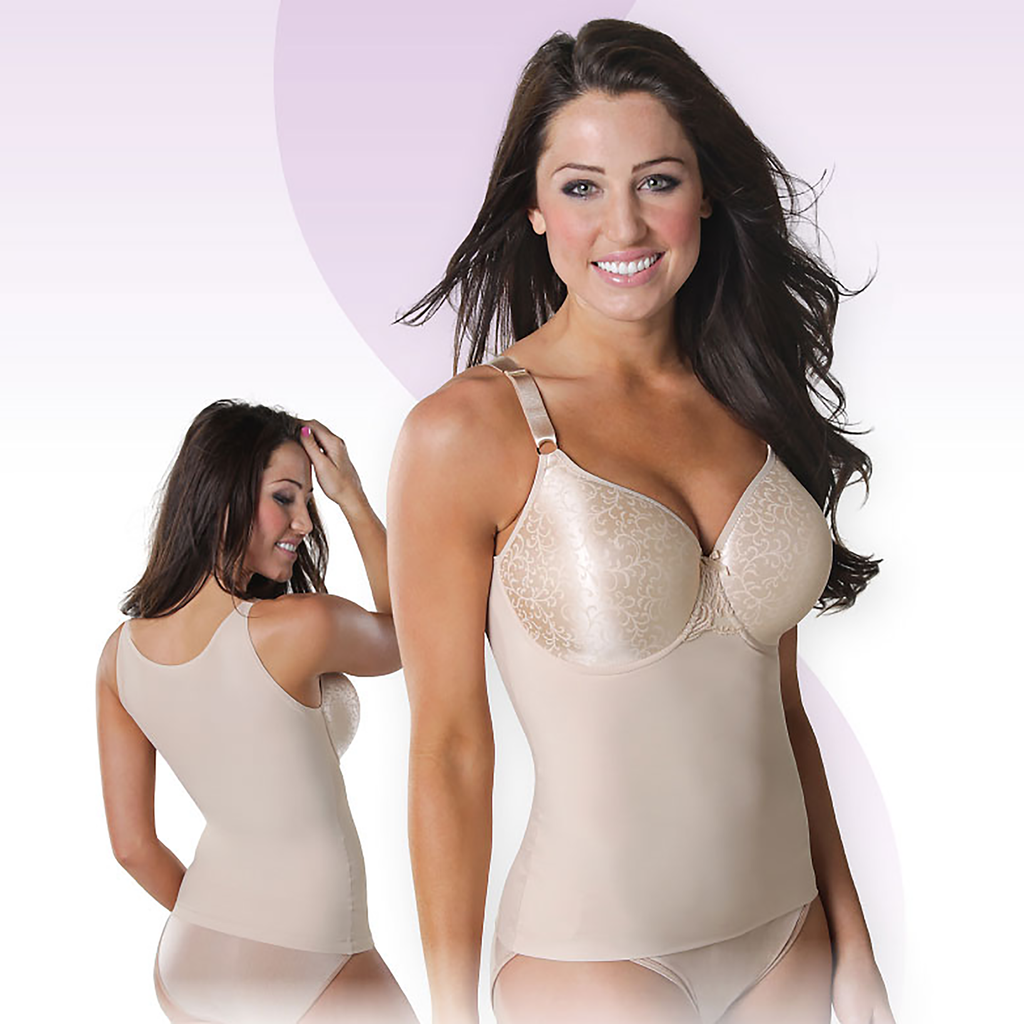 Shapeez Tankee Short: Back-Smoothing Bra Ultra-Comfortable Cami-Style  Underwire Foam-Cup B, Nude, XS